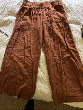 a new day Rust Brown Elastic Waist Wide-Leg Pants